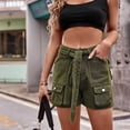 thumbnail image 2 of TIHLMK Womens Pants Short Fashion Women Casual Solid Pocket Button Spring Summer Shorts Gift for Women, 2 of 5
