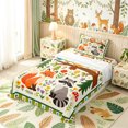 thumbnail image 3 of Manfei Cartoon Fox Owl Twin Sheets, Kawaii Animals Bedding, Cream Green, 3pcs, 1 Flat Sheet, 1 Fitted Sheet and 1 Pillowcase, 3 of 6