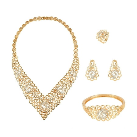 

Ladies Fashion Jewelry Set 5 Piece Accessories Gold Jewelry OH2