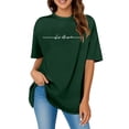 thumbnail image 1 of Camiseta oversize con estampado de letras para mujer: cuello redondo, manga corta, blusa holgada informal, ropa deportiva de verano, tallas S/XXL., 1 of 4