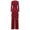 thumbnail image 2 of Kaerm Women Liturgical Praise Dance Outfit Metallic Gold Color Block Praise Dance Tunic with Pants Burgundy M, 2 of 7
