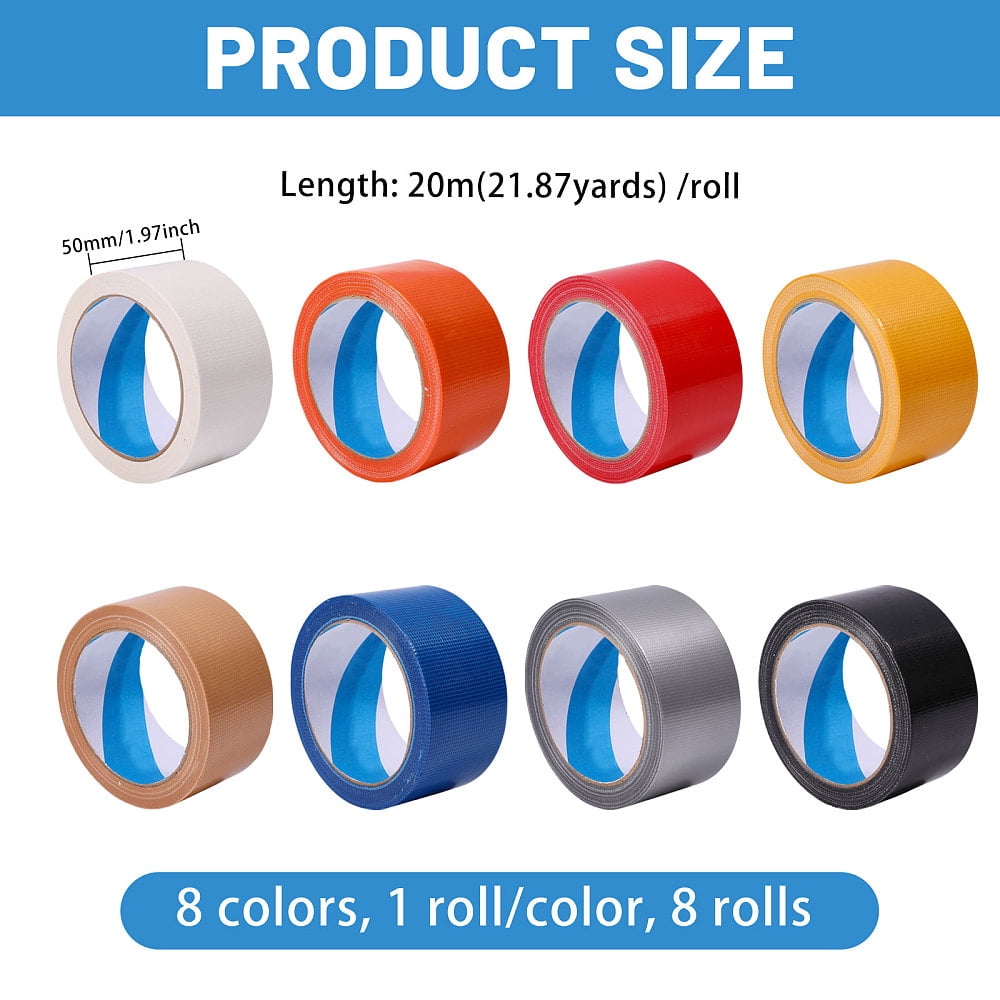 8 Rolls 8 Colors Adhesive Patch Tape Floor Marking Tape for Fixing Carpet Clothing Patches Mixed Color 50mm 20m/roll 1 roll/color