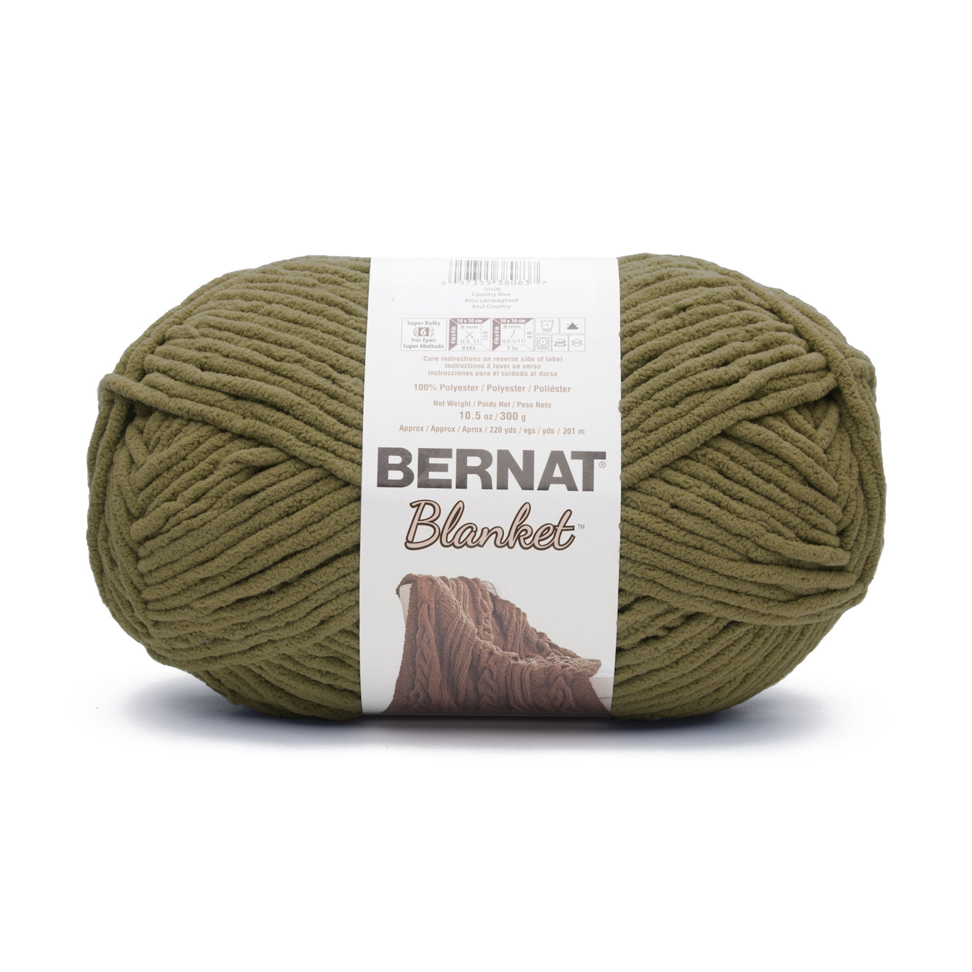 Bernat Blanket 6 Super Bulky Polyester Yarn, Olive 10.5oz/300g, 220 Yards