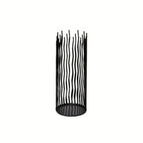 1Pc Decorative Candle Holder, Creative Black Iron Willow Candle Holder, Wire Cage Pillar Candle holder for Indoor Home Table Fireplace Mantel Wedding Party Christmas Festival Decor (M-10IN)