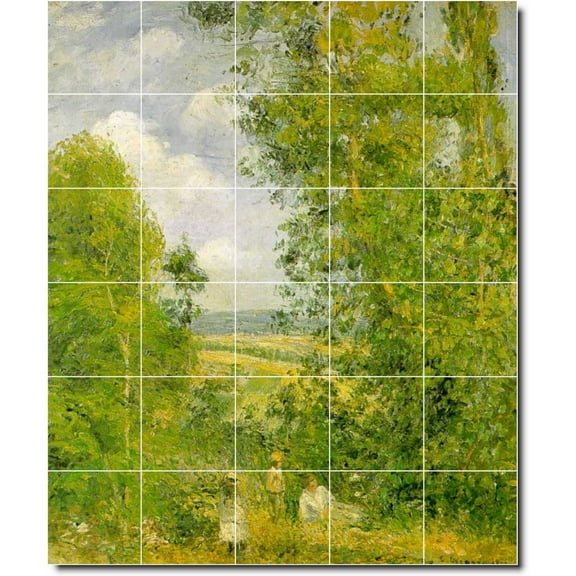 Ceramic Tile Mural-Camille Pissarro Country Painting 64. 21.25" w x 25.5" h using (30) 4.25 x 4.25 ceramic tiles