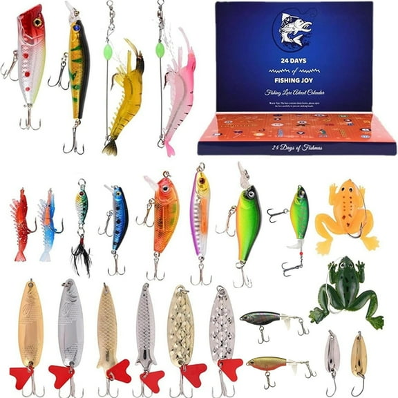 Christmas Advent Calendar Fishing Christmas Countdown ,24 Days Fishing Lures Set for Fisher Adult Men Teen Boys Xmas Surprise Gift Blind Box
