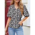 thumbnail image 3 of Blusa Dokotoo de manga corta con estampado floral de chifón para mujer, 3 of 6