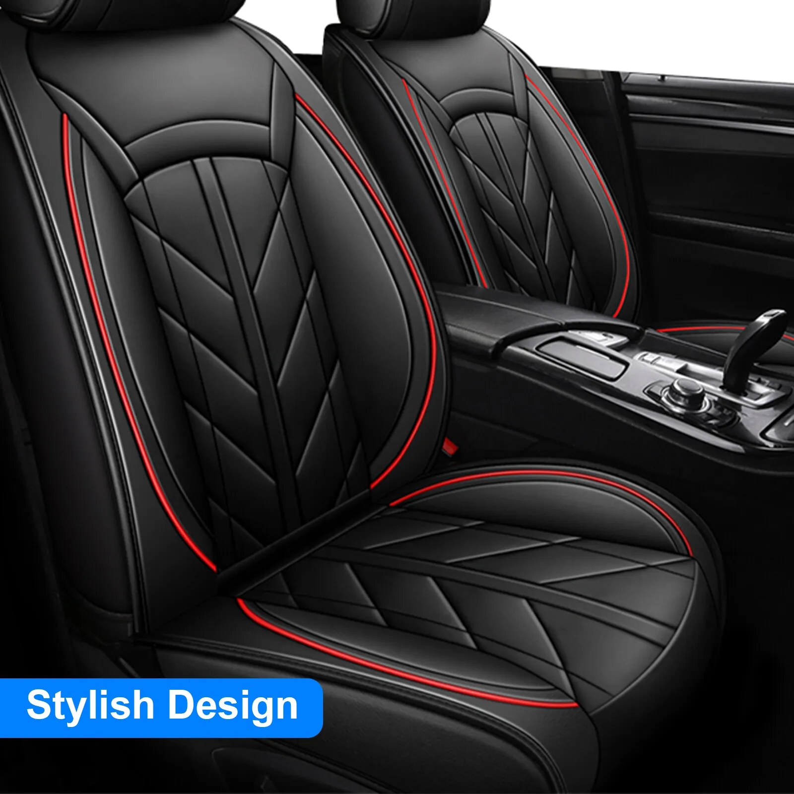 2PCS Front Car Seat Covers for Subaru Forester Impreza Crosstrek Legacy Outback, Waterproof Leatherette Cushion Protector Black
