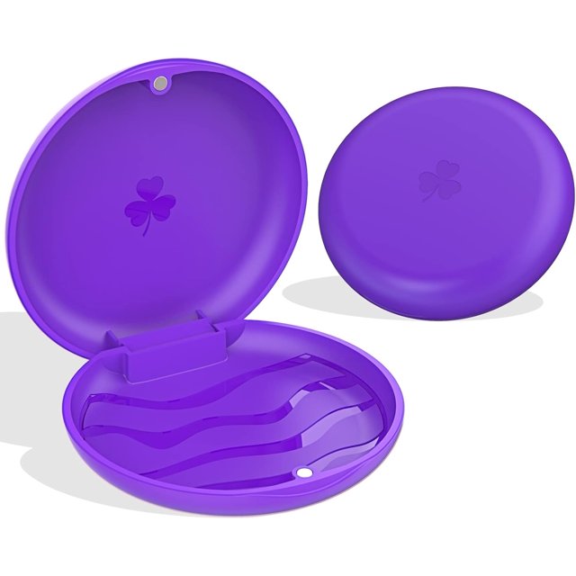 ARGOMAX-2 PCS Retainer Case Thin and Light Aligner Case, Magnetic Closure Retainer Case, Easy To Carry Retainer Holder Case, Purple + Purple.