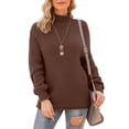 thumbnail image 4 of Asklazy Women's Turtleneck Oversized Sweaters Batwing Long Sleeve Pullover Loose Chunky Knit Jumper,Brown(S-2XL), 4 of 13