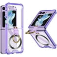 thumbnail image 3 of Ring Kickstand Magnetic Case for Samsung Galaxy Z Flip 5 4 5G Compatible with Magsafe,Shockproof Transparent Anti-Yellow for Women Men Armor Cover (Purple,for Samsung Z Flip 5), 3 of 18