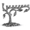 Zion Judaica Artistic Menorah Tree of Life 9 Branched Chanukah Candle Minorah (Antique Silver)