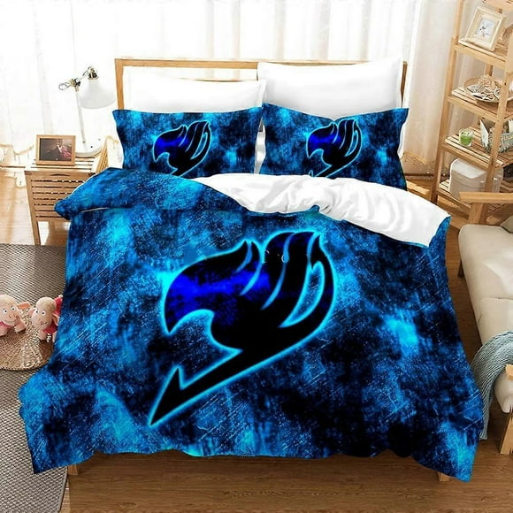 a2485 Bed Sheets Anime Fairy Tail Logo Natsu Bedding Set Boys Girls Duvet Cover Pillowcase Bed Kids Adult Home Textileextile3-Piece Bedding Set (1(200x200cm 78x78in)