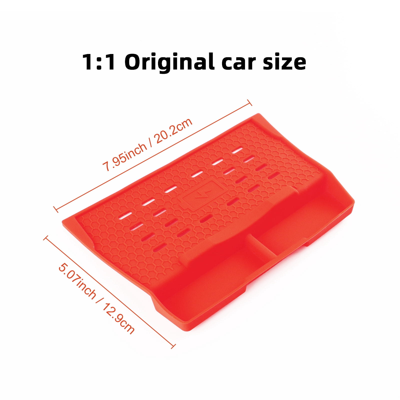Center Console Wireless Charging Silicone Protective Mat for 2024-2025 Ford Mustang Car Interior Accessories, Red
