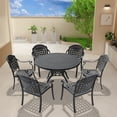 thumbnail image 2 of Miekor Furniture 7-Pieces Set Of Cast Aluminum Patio Furniture With Cushions (Cushions In Random Colors) B5A4693, 2 of 9