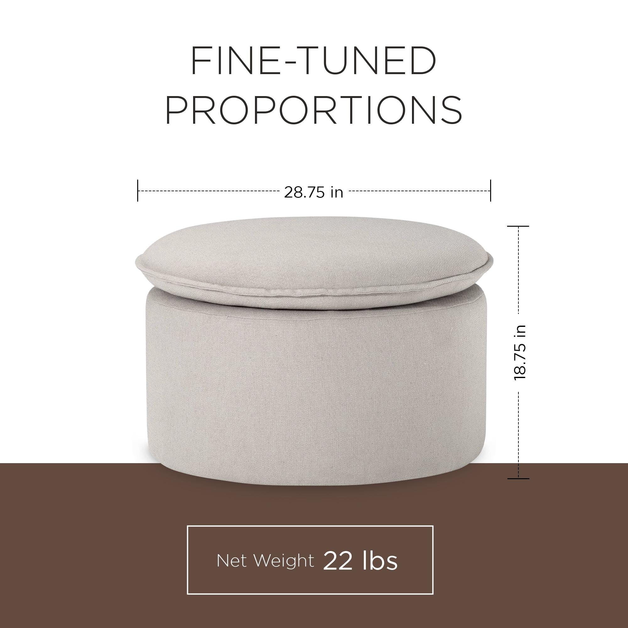 Maven Lane Lyra Contemporary Ottoman in Dove Fabric Upholstery