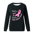 thumbnail image 4 of WREESH Women's Graphic Letter Pink Ribbon Sweatshirt Long Sleeve Breast Cancer Awareness Top Black, 4 of 5
