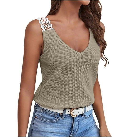 Mittory Womens Summer Sleeveless V Neck Sweater Vest Fall Knitted Loose Cami Tank Tops