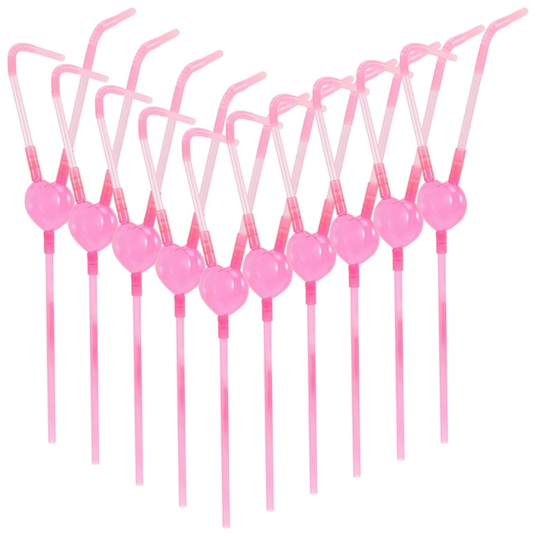 Etereauty 10pcs Double-Mouth Straws Love Heart Straws Drinking Straws for  Valentine Party