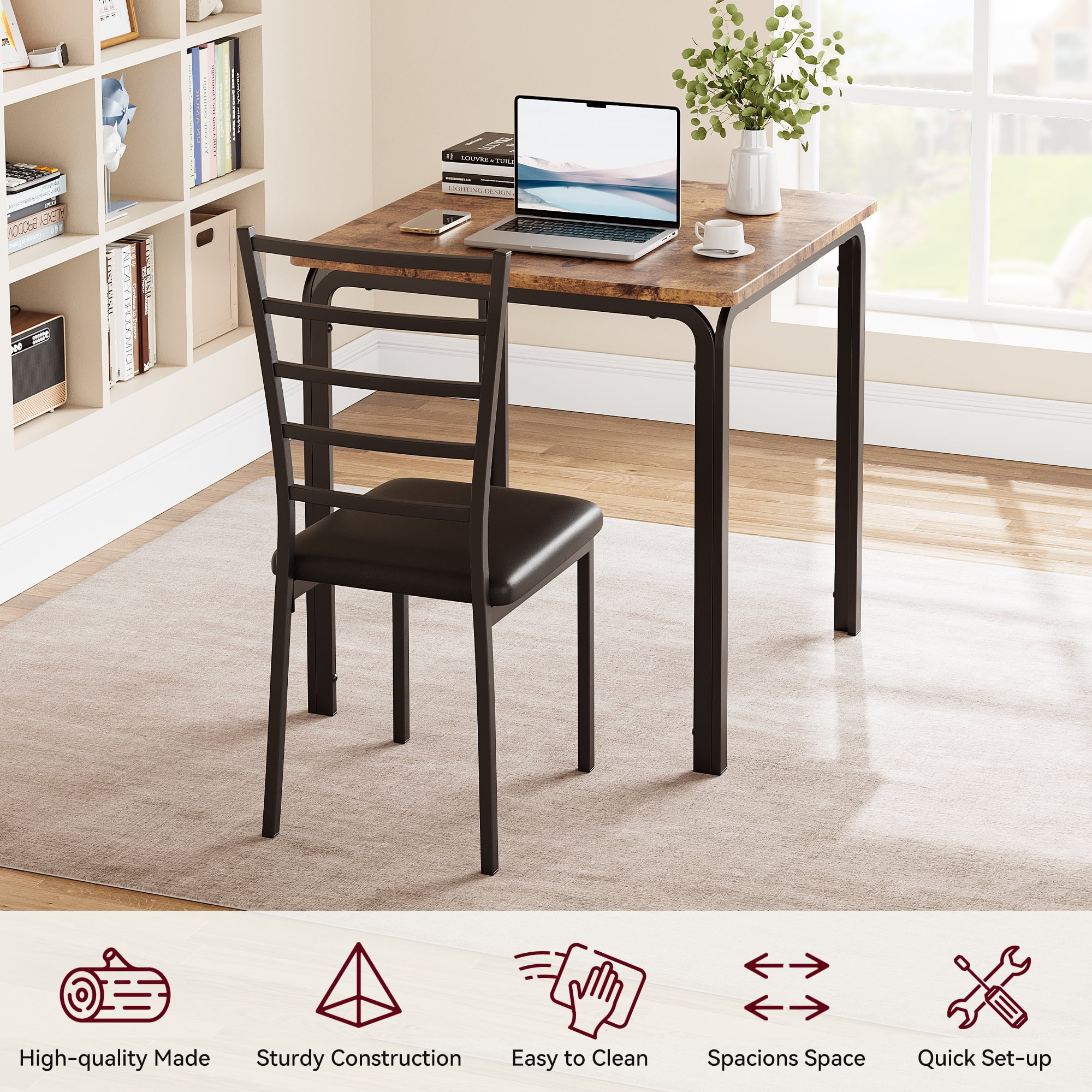 Danolapsi Dining Table for 2,Small Square Kitchen Dining Dinner Room Tables Set,Space Saving Wood Modern Dinette Accent Furniture for Breakfast Nook,Apartment,Home Office Small Space