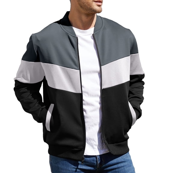 Men's Bomber Jacket Lightweight Casual Zipper Coat with Pockets Ideal for Camping, Hiking