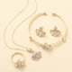 thumbnail image 3 of Conjunto de joyas de boda para mujer dulce y elegante con 4 piezas: collar, pendientes, pulsera y anillo con diseño dorado, 3 of 8