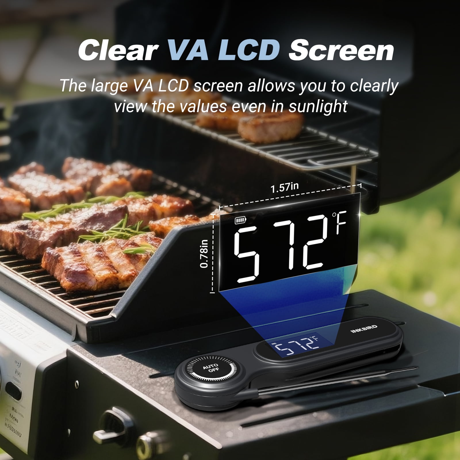 INKBIRD Instant Read Meat Thermometer, IP65 Waterproof, 0.5 Sec Fast Reading, Super Accurate Detection, Handy Food Thermometer for Indoor Outdoor Cooking, BBQ, Baking, Deep Frying, Home Brewin