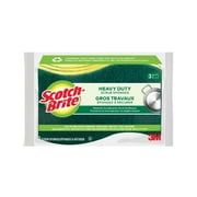 Scotch-Brite Mmmhd3 Heavy Duty Scrub Sponge, Yellow & Green, 3 Per Pack Packaging May Vary
