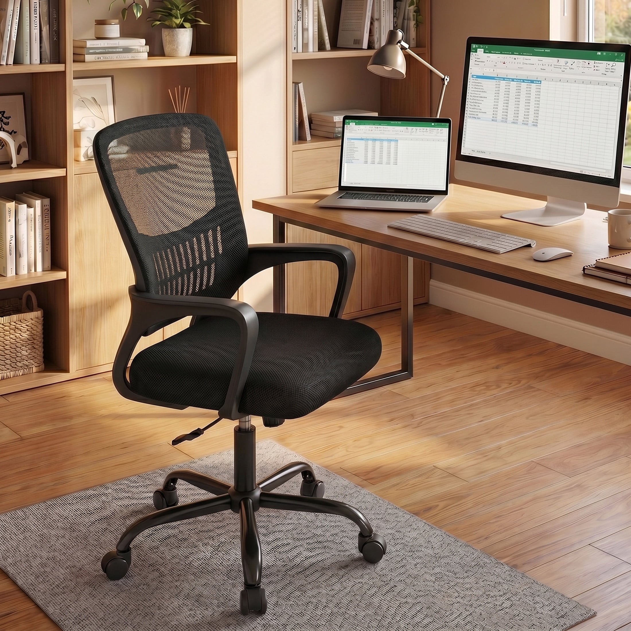 CONCETTA Office Chair, Ergonomic Mesh Back Computer Desk Chair with Lumbar Support, Adjustable Swivel Executive Office Task Chair for Home and Work, Black