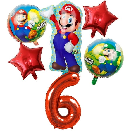 5 PCS Birthday Party Balloon 23 inch Mari Balloon Game theme Party Balloon Bouquet 6th Birthday Party Ballon