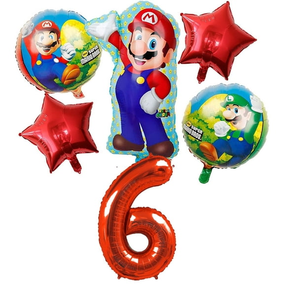 5 PCS Birthday Party Balloon 23 inch Mari Balloon Game theme Party Balloon Bouquet 6th Birthday Party Ballon