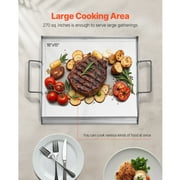KFFKFF Griddle in Stainless Steel, Dimensions 18x16 inch, Flat Rectangular Shape, Suitable for BBQ Grill, Teppanyaki, Compact Cookware with Handle, Ideal for Outdoor Activities like Camping