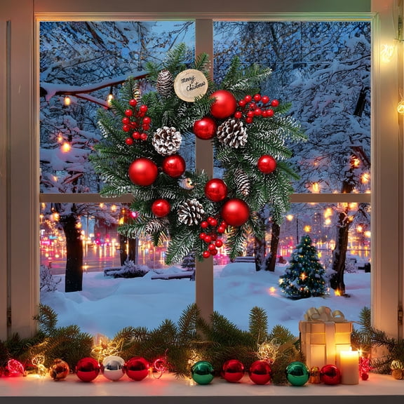 Christmas Garlands for Xmas Tree Decorations Winter Wreaths Rattan for Front Door Large Christmas Wreath Christmas Decor Indoor Outdoor Home