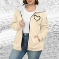 thumbnail image 2 of Ruimatai Women Plus Size Fleece Hooded Jacket Zipper Front Oversized Long Sleeve Cozy Soft Warm Solid Color Casual Outerwear, 2 of 5