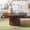 Dark Brown, variant on Modern Nesting Coffee Table Set, 2-Piece Square Tables with Parquet Top, Cylindrical Fluted Base, Natural Wood & Black, Versatile Living Room Furniture
