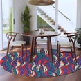 thumbnail image 4 of Tribal Style Round Living Room Rugs 5 ft, Abstract Boho Ethnic Feather Leaf Washable Area Rug with Non-Slip Sturdy Edge Binding Round Carpet for Entryway Kitchen Bedroom Bathroom, 4 of 9