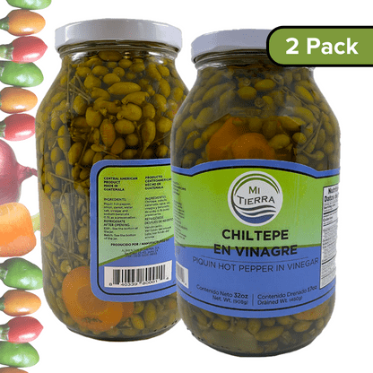 MI TIERRA - Chiltepe in Vinegar 32oz - Chiltepe en Vinegar - Pack of 2