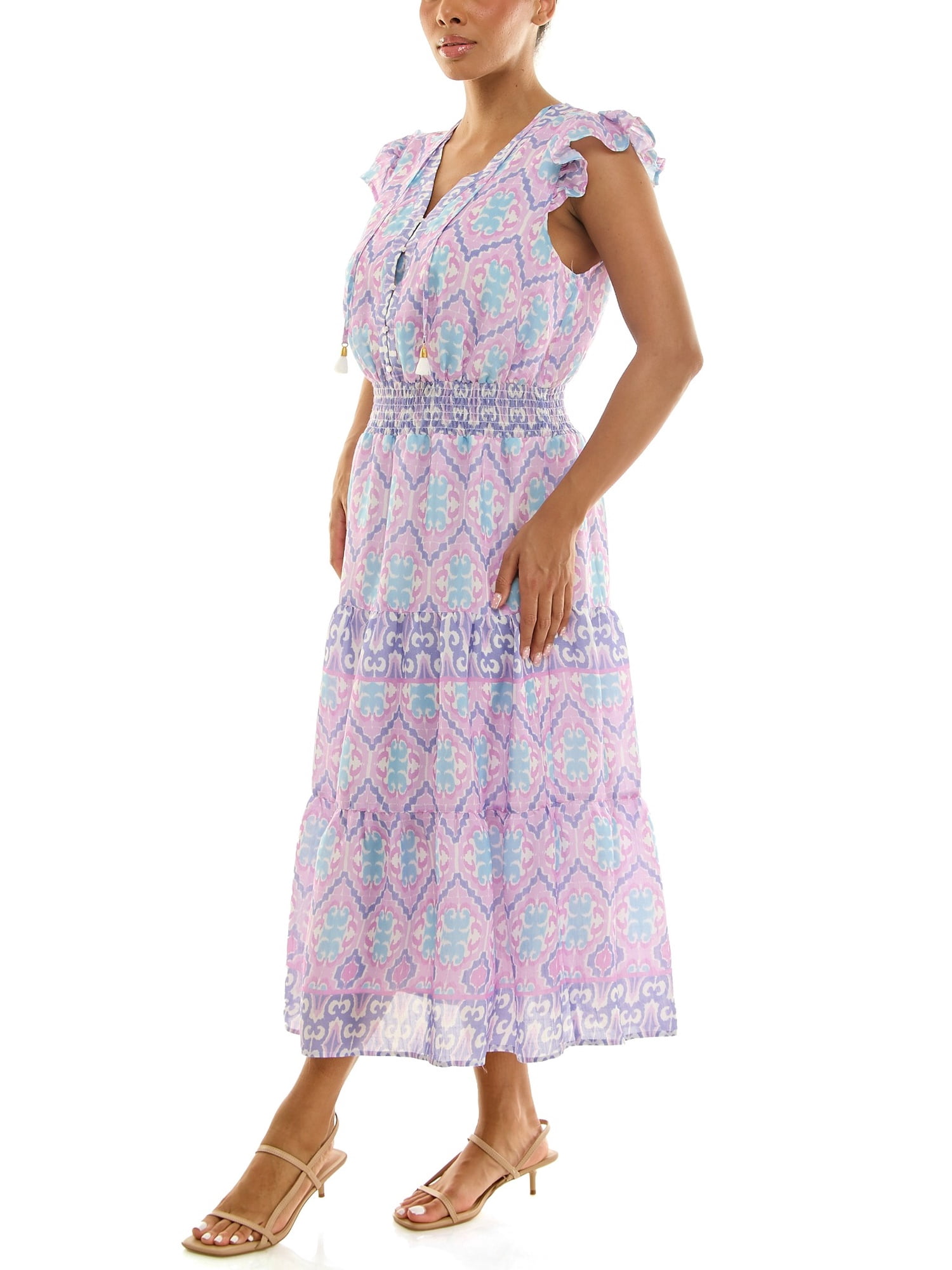 Nanette Lepore Women's Flutter Sleeve Tassel Midi Dress, Sizes XS-XXXL