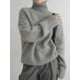 thumbnail image 2 of Suéter de cuello alto grueso y holgado de punto que combina con todo, para otoño e invierno, ropa interior, ropa exterior, camisa de estilo holgado, 2 of 5