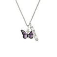 thumbnail image 2 of Delight Jewelry Silvertone Large Purple Butterfly with 6 AB Crystals Silvertone Believe Faith Prayer Hope Bar Charm Necklace, 23", 2 of 4