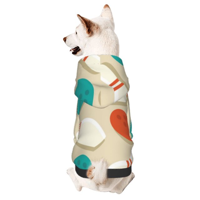 Fotbe Vintage Bowling Sudadera con Estampado para Perros Pequeños – Suéter con Capucha para Mascotas, Tela Suave de Forro Polar con Bolsillo-Small