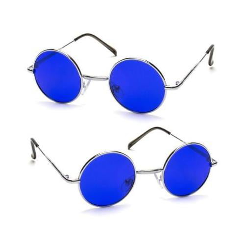 John Lennon Style Vintage Classic Circle Round Sunglasses Men Women Color BLUE k 