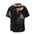 thumbnail image 6 of Lsque Chucky print Men's Cuban Collar Short Sleeve Shirt Summer Beachwear Casual Button Down Fashionable Vacation Leisure Shirt-Large, 6 of 7