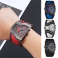 thumbnail image 2 of HES Men Quartz Watch Waterproof Big Dial Multiple Time Zone Digital Display Dual Movement Precise Timing Faux Leather Strap Male Outdoor Sports Quartz Wristwatch for Daily Life, 2 of 8
