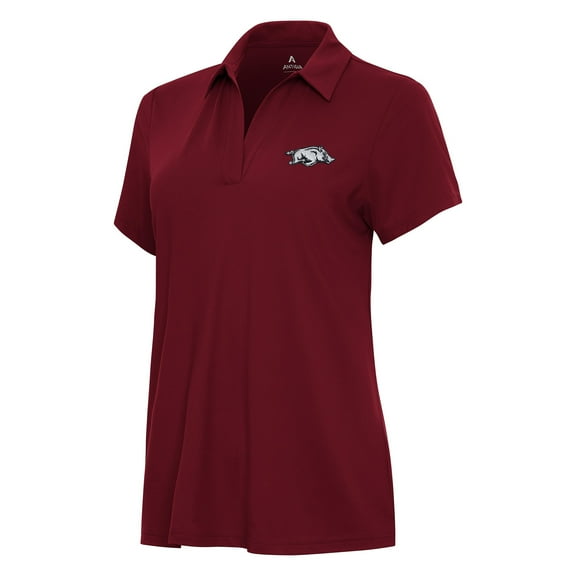 Women's Antigua Cardinal Arkansas Razorbacks Era V-Neck Polo