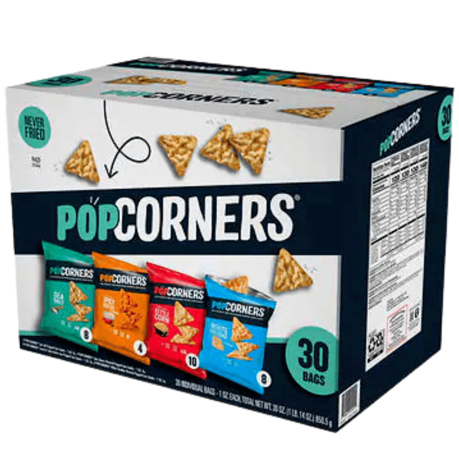 PopCorners Variety Pack 30 Bags Sea Salt Spicy Queson Kettle Corn White