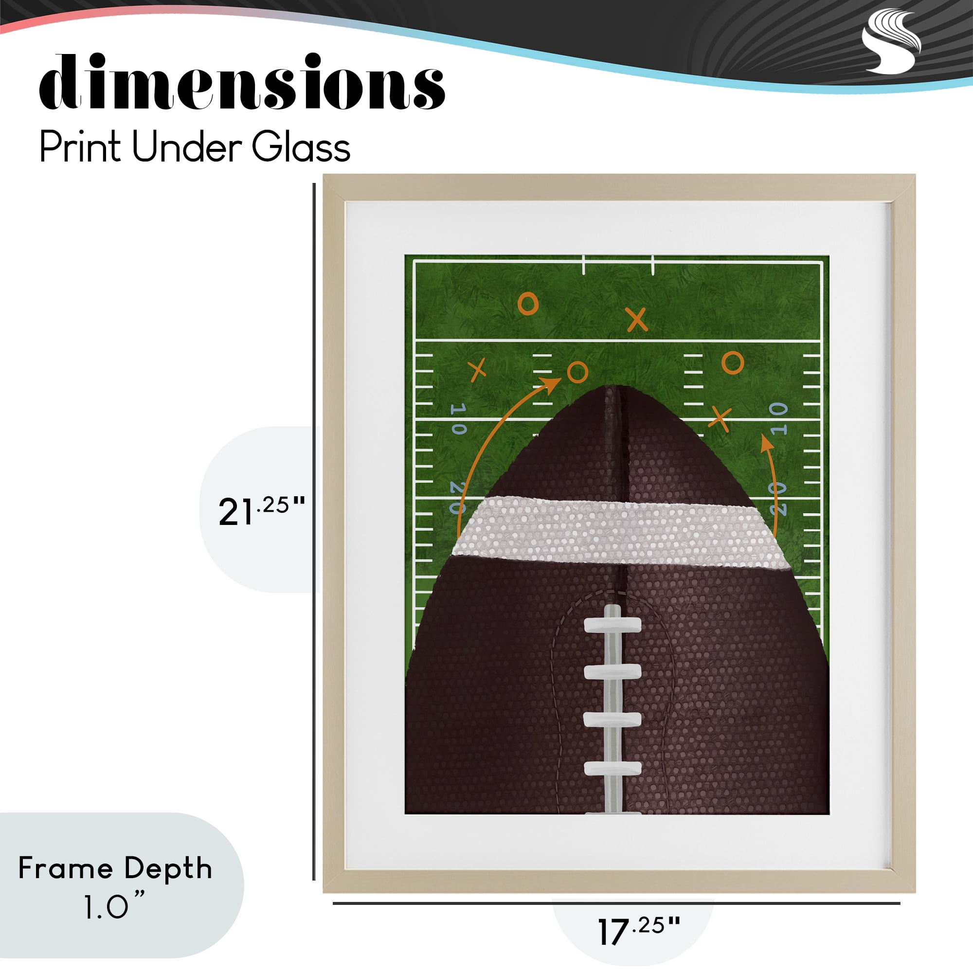 Stupell Industries Football Field Tactics Birch Framed Print Under Glass, design by Jennifer Stith