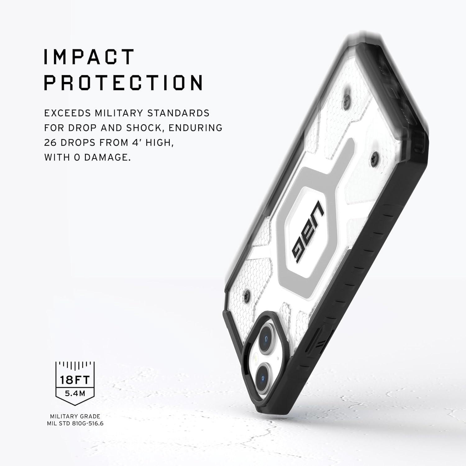 UAG iPhone 15 Case 6.1" Pathfinder Clear Ice/Silver Built-in Magnet Compatible with MagSafe Charging Rugged Transparent Dropproof Protective Cover by URBAN ARMOR GEAR