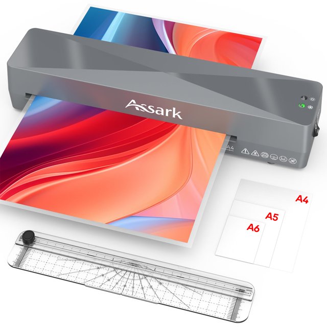 Assark Laminator A4, 9 Inch laminator Machine with Paper Cutter, Laminating Machine Quick preheating Ultra-Low Noise with 9 Laminating Sheets