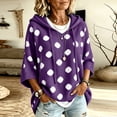 thumbnail image 7 of Domzest Womens Oversized Hooded Knit Sweater V Neck 3/4 Sleeve Drawstring Hoodies 2026 Fall Casual Lightweight Pullover Sweater Plus Size Dark Purple XL, 7 of 7
